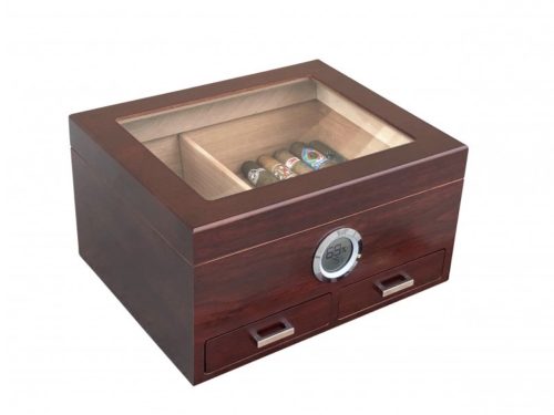 Chalet Glasstop Humidor with Storage
